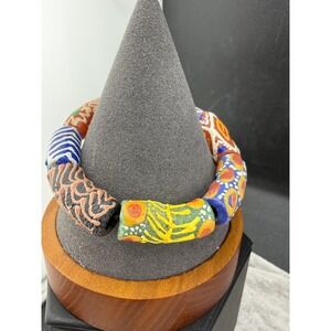 Vintage Handmade African Tradebead Bracelet Glass Beads Stretch Band 7"